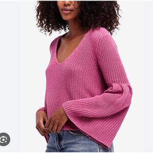 Free People Pink Sweater Bell Sleeves Size Small Cropped